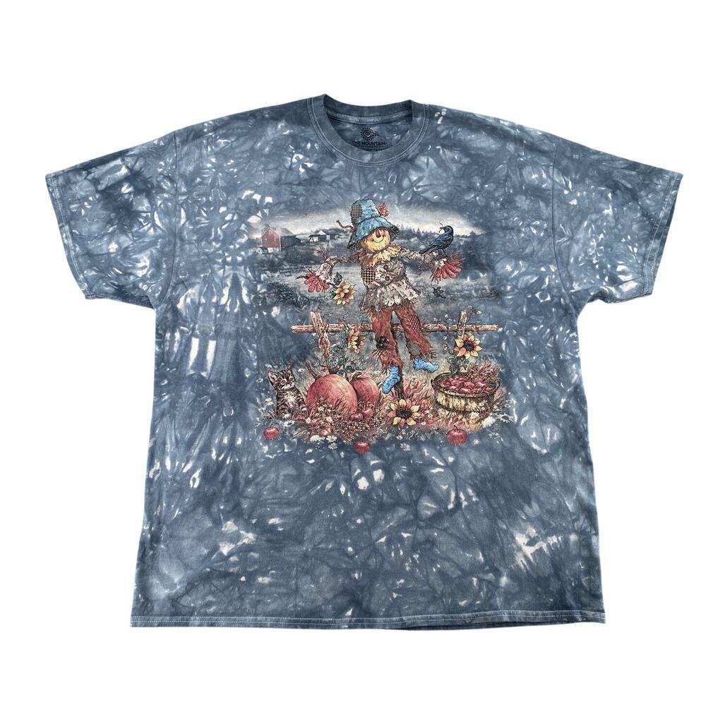 The Mountain Scarecrow Tie Dye Graphic T Shirt 2XL Fall Harvest Autumn Tee